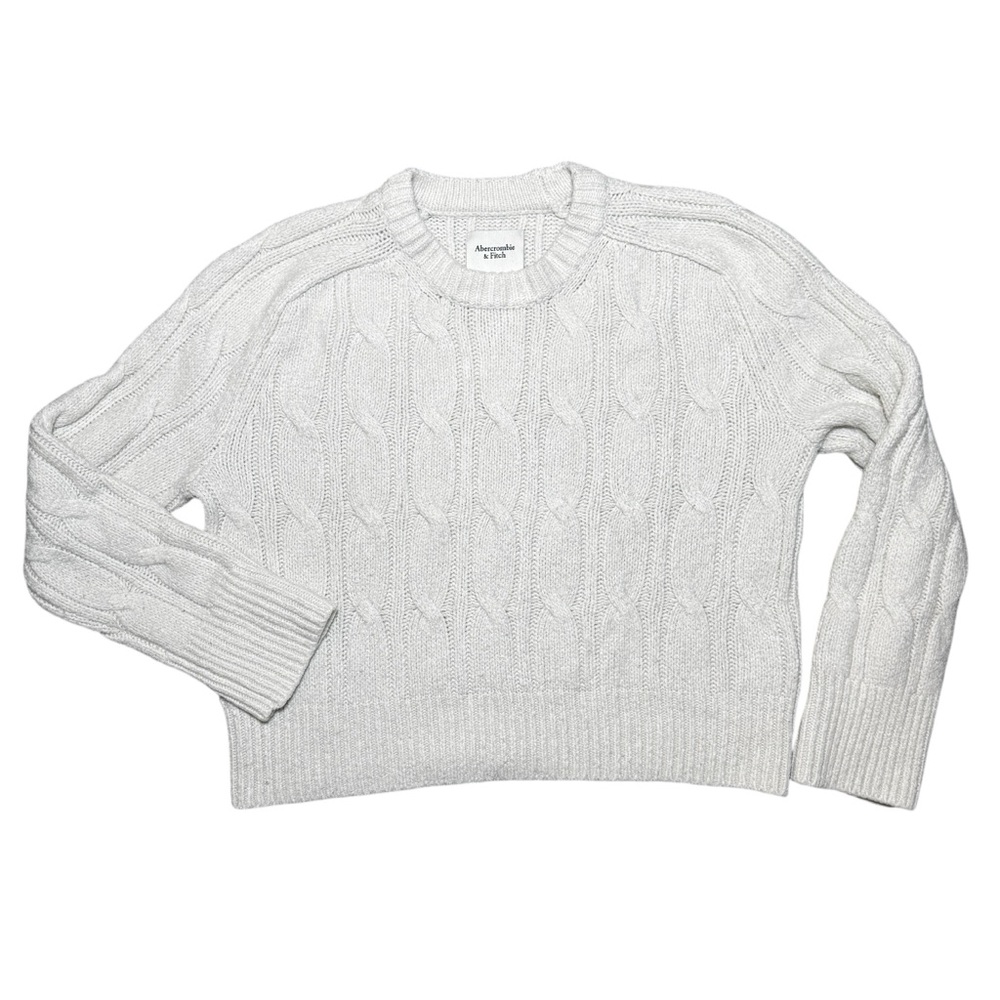 Abercrombie Cable Knit Sweater White Cropped XS